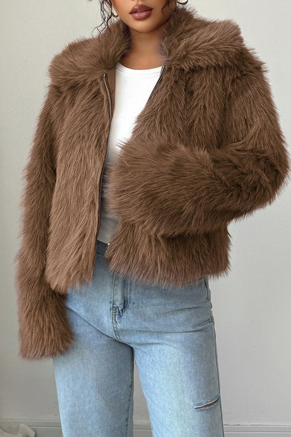 Plush Long Sleeve Elegant Maxi Coat