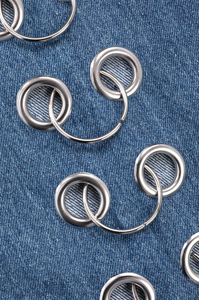 Metal Hole Hollow Out Straight Jeans