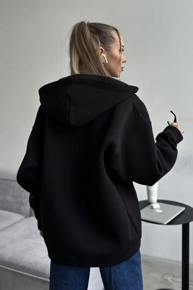 Solid Color Loose Street Style Hoodie