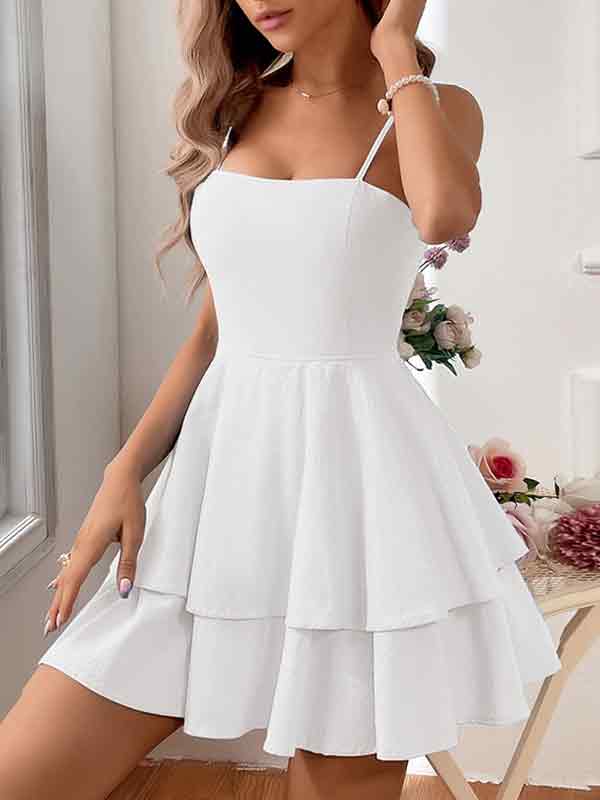 Backless Bow Tie Straps Mini Dress