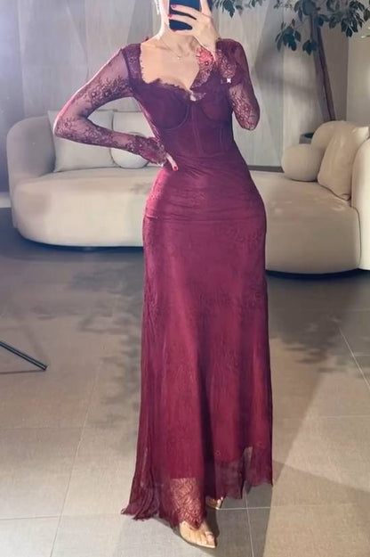 Lace Fishtail Maxi Dress