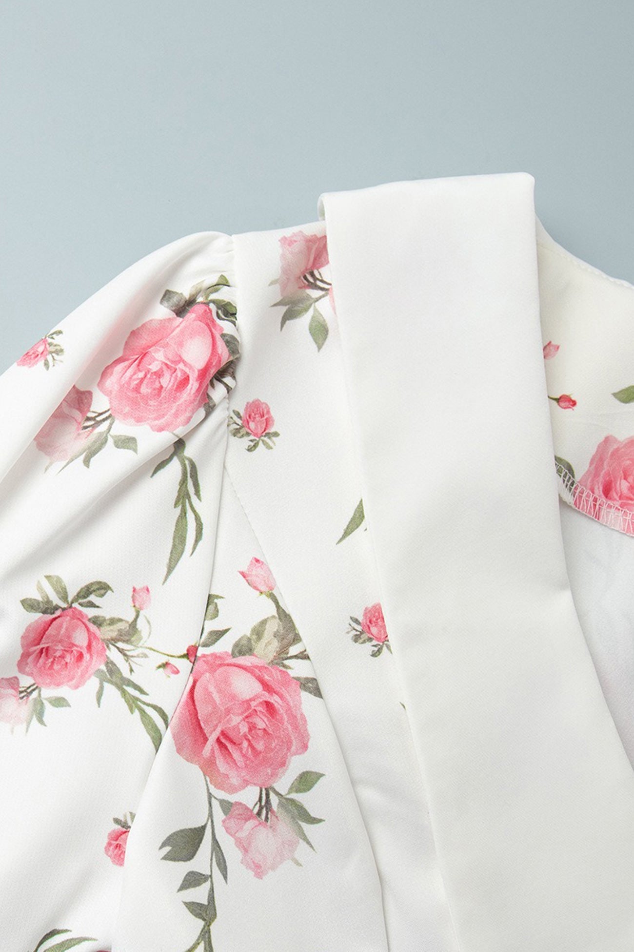 V-Neck Puff Sleeve A-line Ruffle Mini Dress