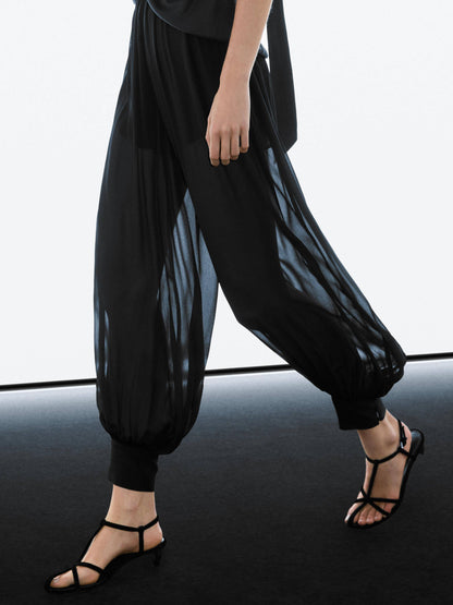 Cross Design Loose Shirt And Lantern Pants Set