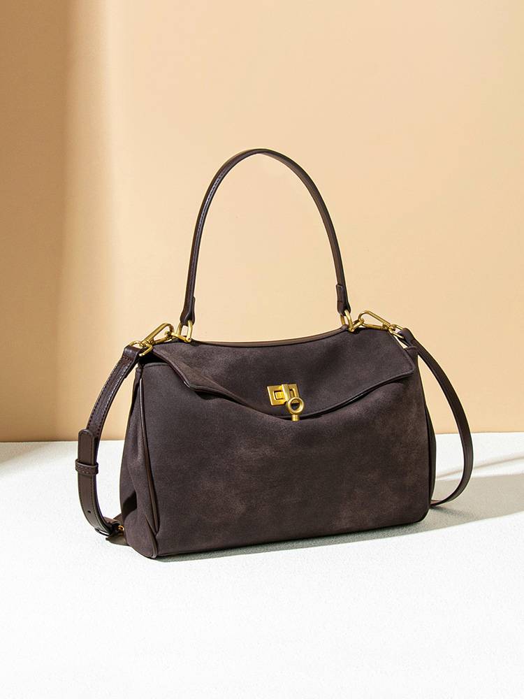 Minimalist suede tote shoulder bag