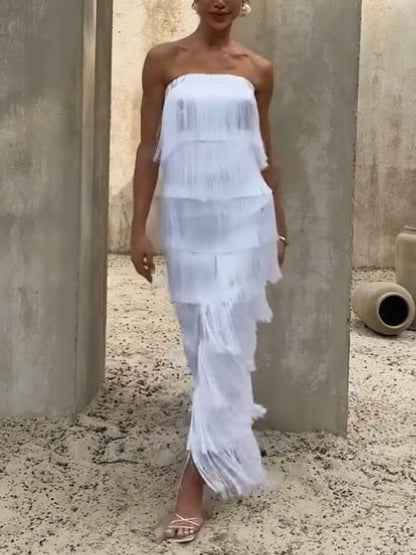 Tube Top Tassel Maxi Dress