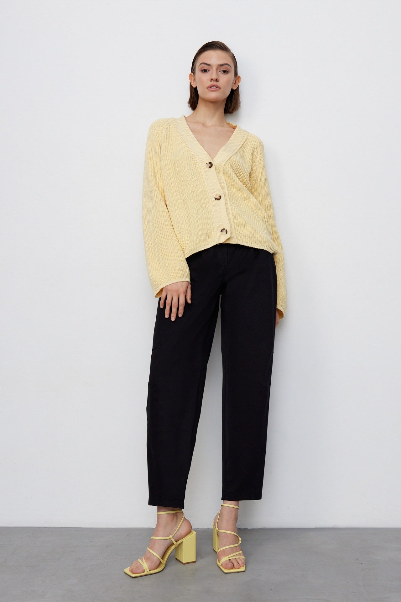 V Neck Cropped Batwing Cardigan