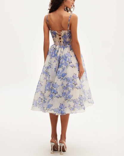 Hydrangea Haven - Dreamy Spaghetti Strap Midi Dress