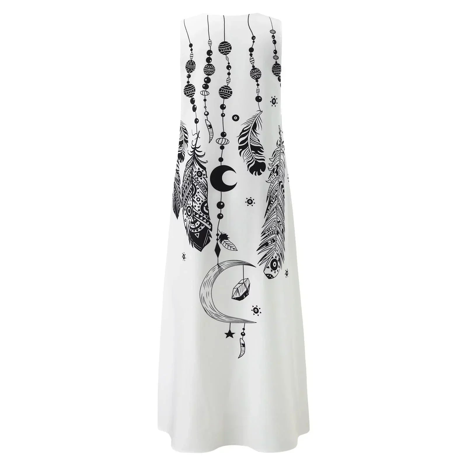 Butterfly Print Notched V-Neck Side Pocket Flowy Maxi Dress