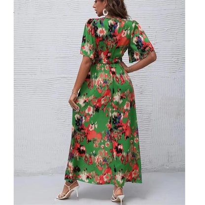 Bohemian V-Neck Maxi Dress for Beach and Casual Wear