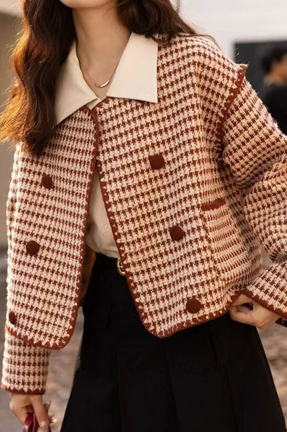 Tweed Houndstooth Short Jacket