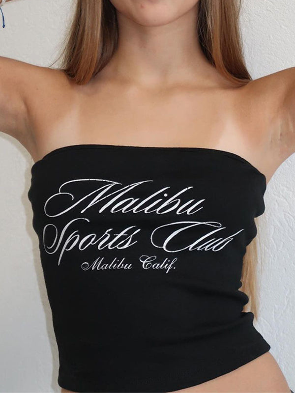 Letter Print Bandeau Top