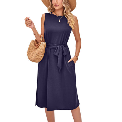 Solid Color Sleeveless Midi Dress in Multiple Colors