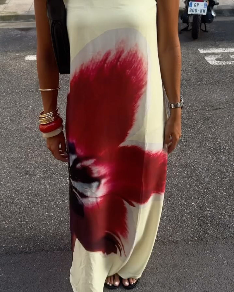 Print Design Sense Backless Dress