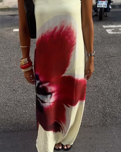 Print Design Sense Backless Dress