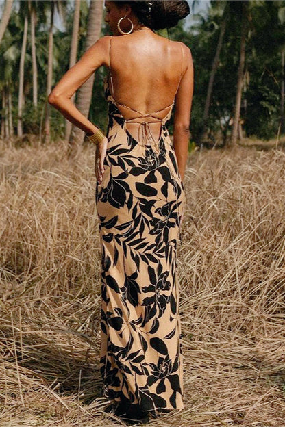 Sexy Floral Backless Slip Dress