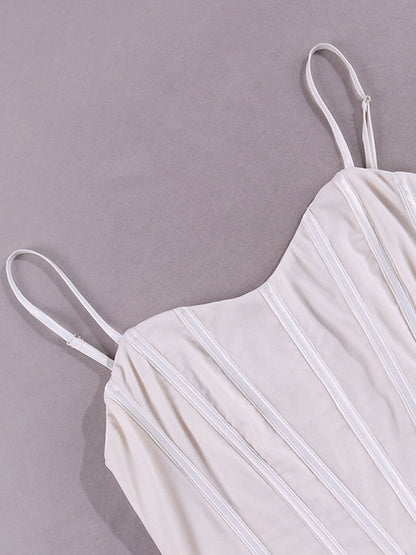 Mini Dresses White Sleeveless Pleated Short Dress