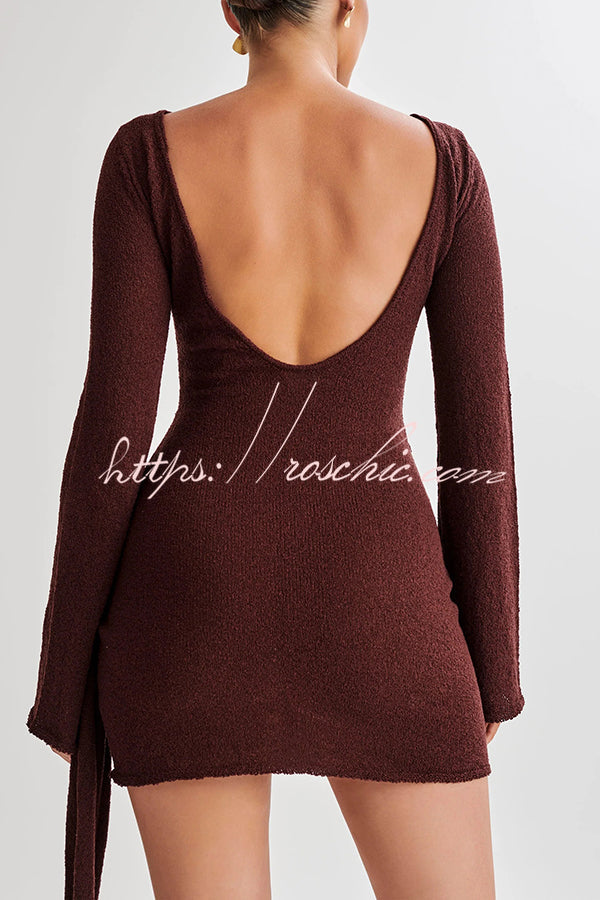 Sexy Long-sleeved Backless Elegant Slim Fit Knitted Mini Dress