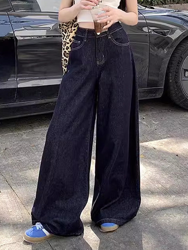 Retro Loose High Waist Straight Leg Boyfriend Jeans