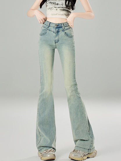 High Waist Retro Design Flare Jeans