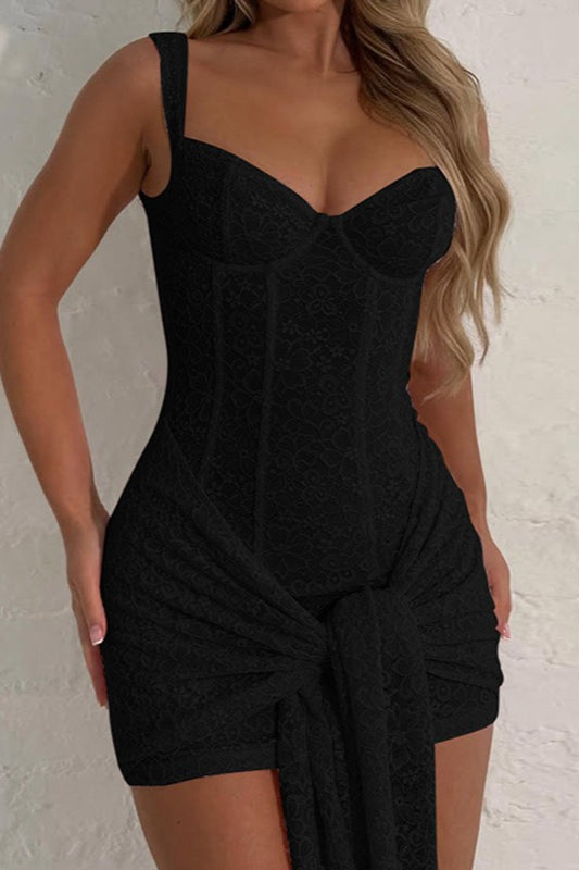 V Neck Lace Bodycon Cami Lace Dress