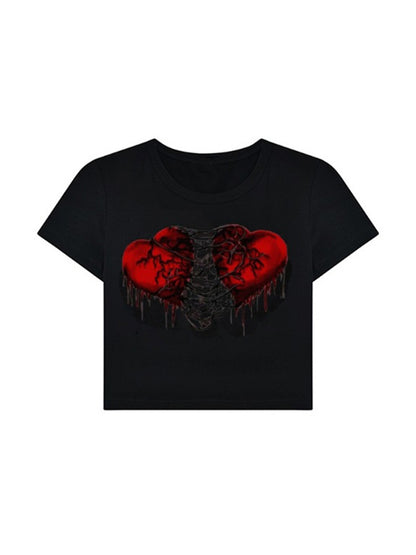 Punk Heart Printed Crop Top