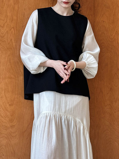 High Waisted Long Sleeves Elasticity Pleated Solid Color Split-Joint Zipper V-Neck Midi Dresses