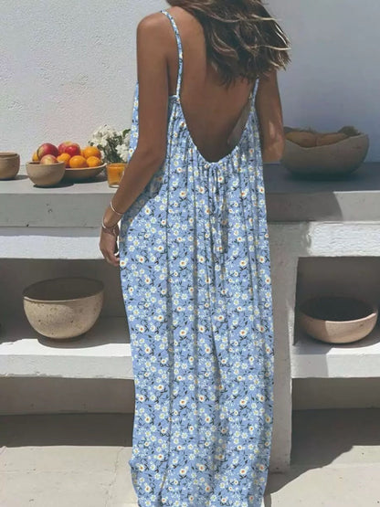 Vacation Halter-neck Backless Loose Long Dress