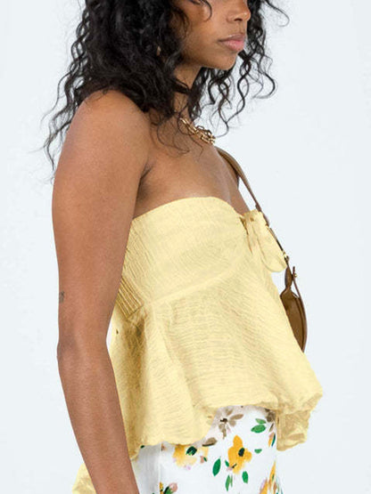Solid Color Strap Bandeau Top
