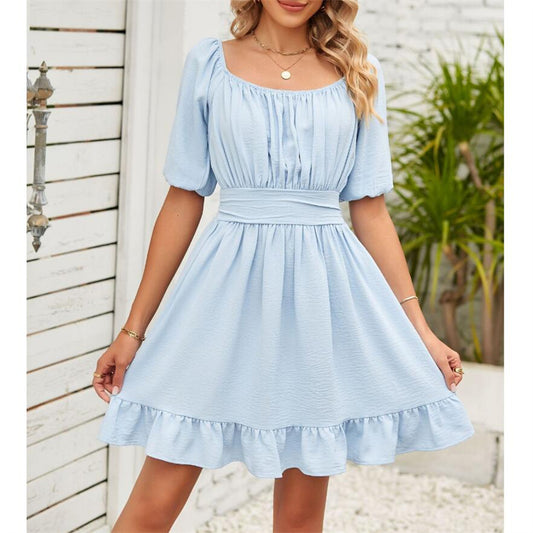 Stylish Square Neck Open Back Mini Dress in Vibrant Colors