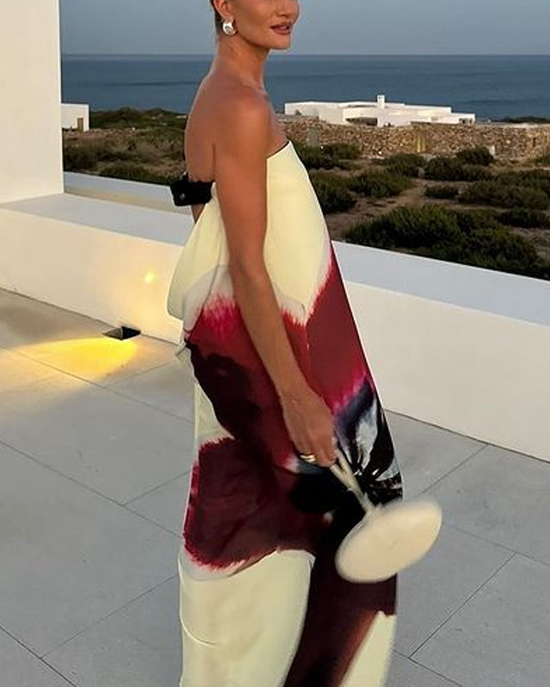Print Design Sense Backless Dress