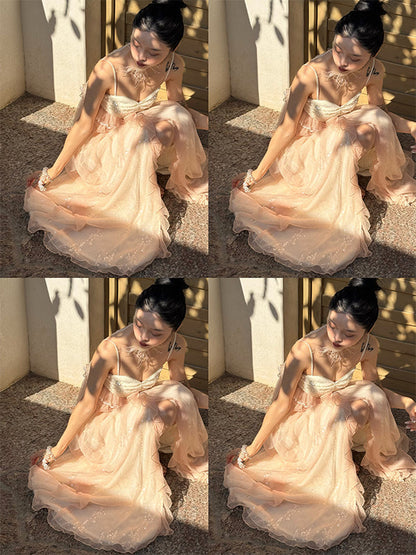 Glimmering Tulle Fairycore Sequin Maxi Dress – Dreamy Resort Gown