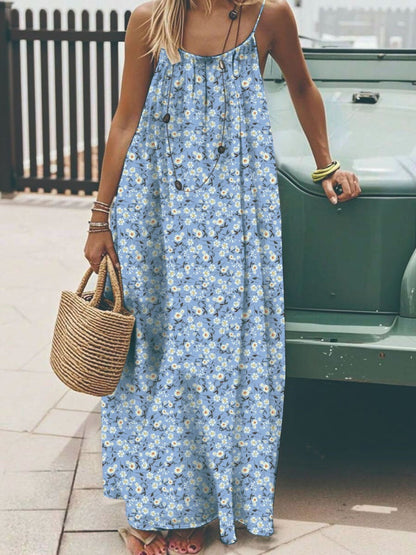 Vacation Halter-neck Backless Loose Long Dress