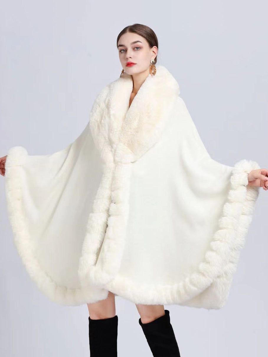 Cloak Cape Faux Fur Bride Wraps Poncho Coat For Women