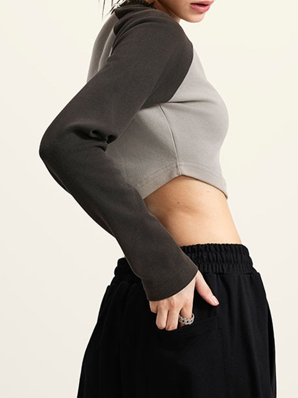 Retro Raglan Crop Long Sleeve Tee