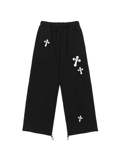 Hip Pop Cross Print Bound Feet Sweatpants