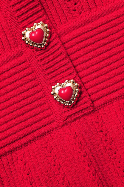 Knit  Metal Button Long Sleeve Mini Dress