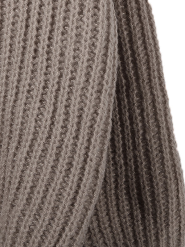 Solid Crew Neck Knit Sweater