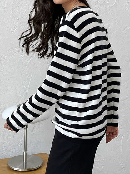 Striped Crew Neck Knit Sweater