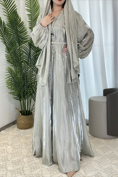 Shimmer Tulle Inner Skirt Outer Skirt Headscarf Three Piece Prom Dress