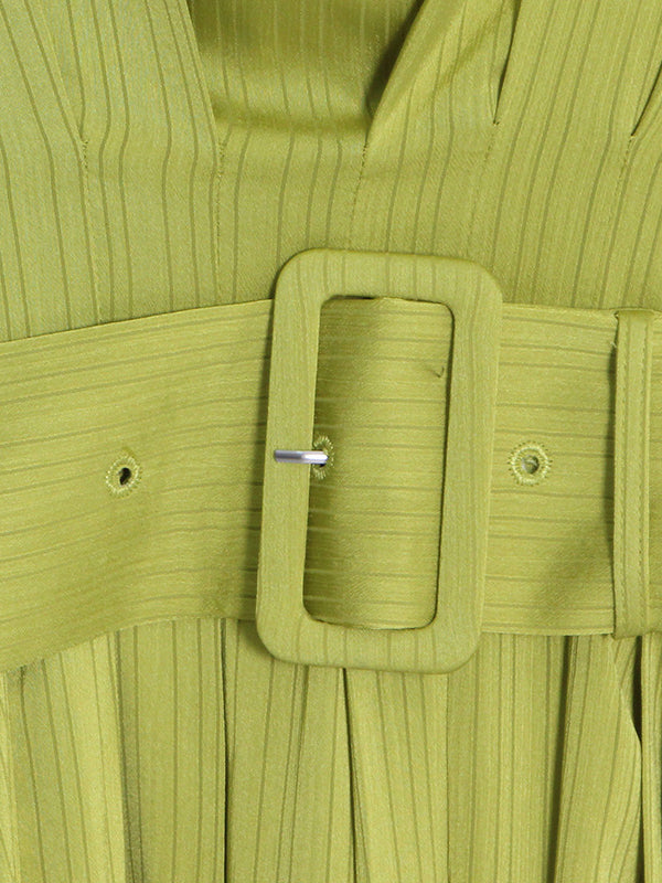 High Waisted Loose Belted Solid Color Boat Neck Midi Dresses