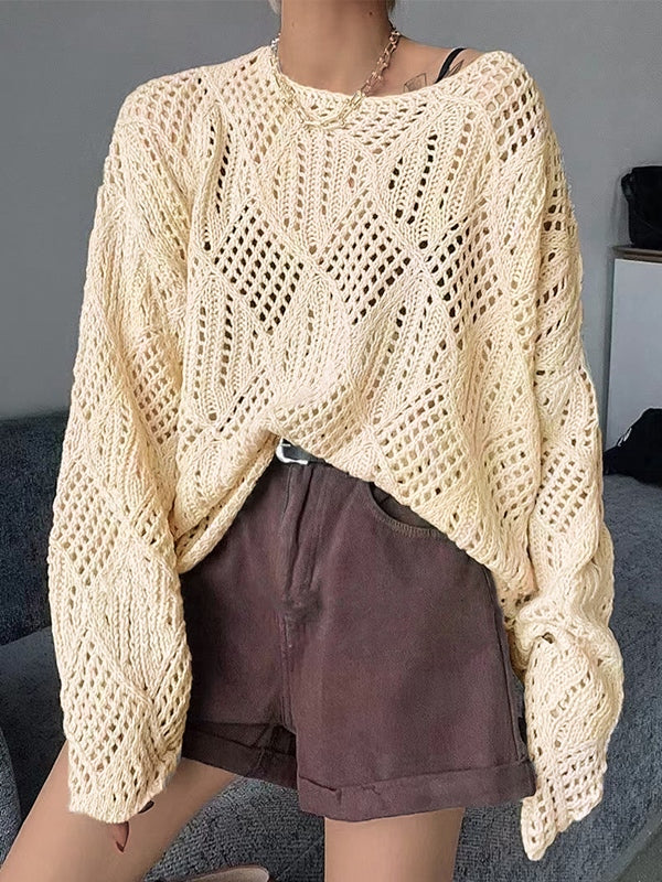 Cutout Loose Long Sleeve Knit