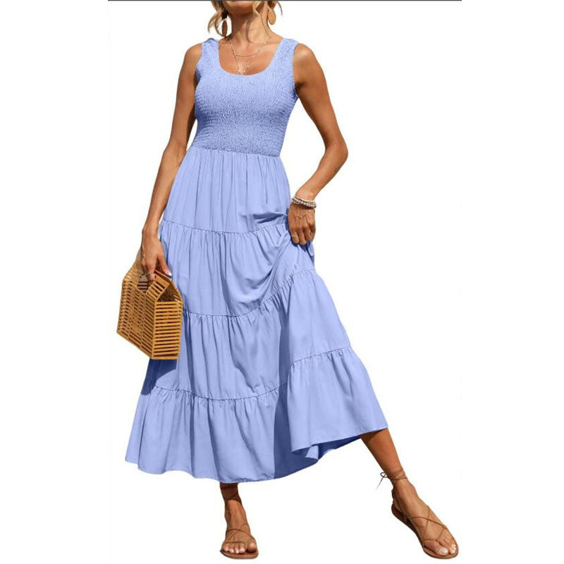 Solid Color Sleeveless Sling Swing Maxi Dress for Women