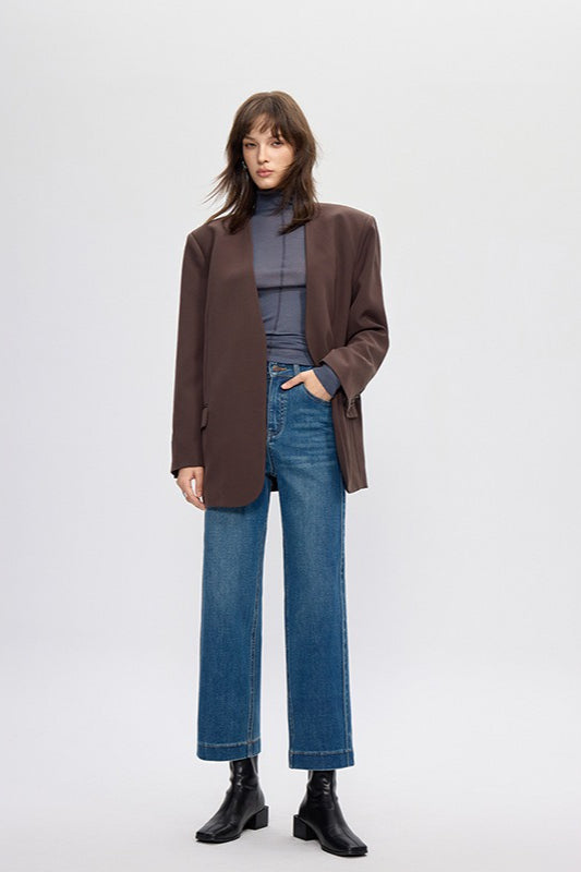 Four Way Stretch Cropped Straight Jeans