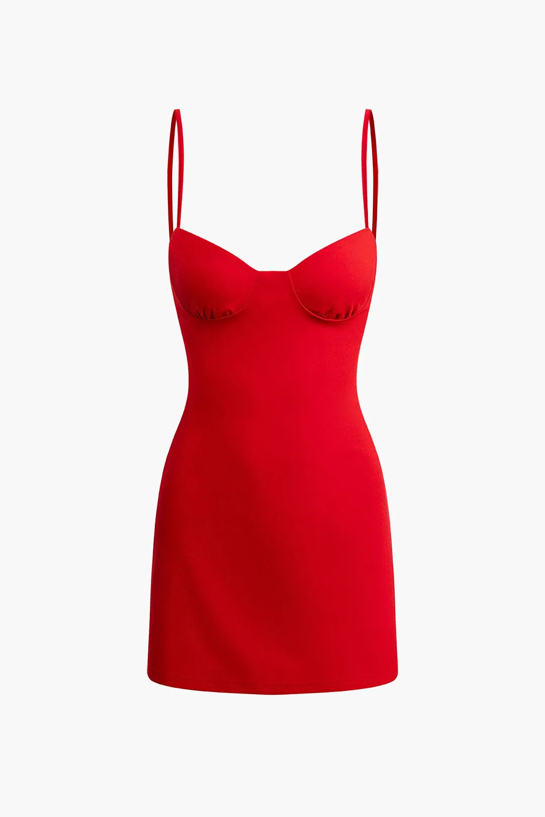 Gemma Solid Red Bustier Slip Mini Dress