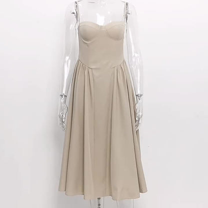 Corset Dress Spaghetti Strap Backless Brunch Birthday Party Midi Dresses