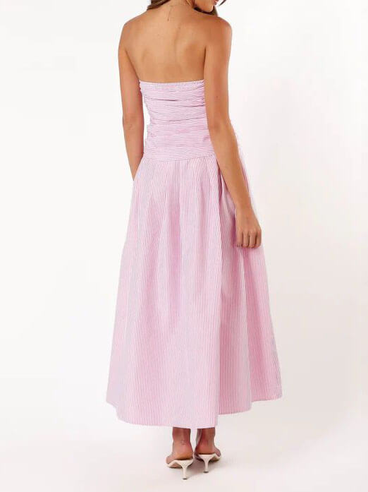 Emily-Stripe Strapless Dress