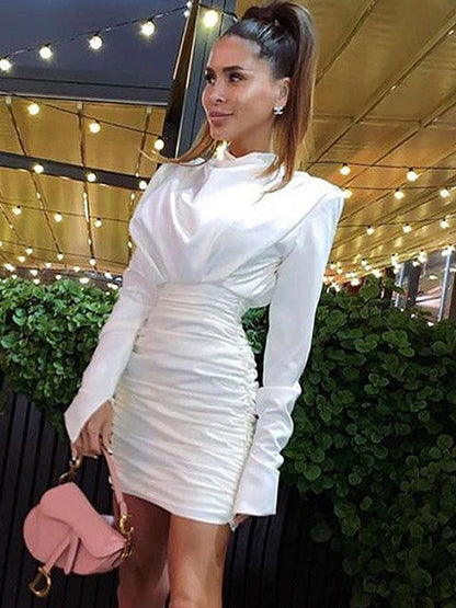 Mini Dresses Khaki Long Sleeves Short Dress