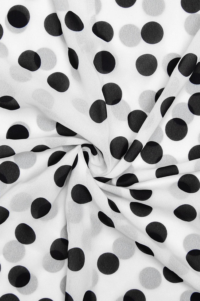 Polka Dot Spaghetti Strap Ruffle Trim High Slit Maxi Dress