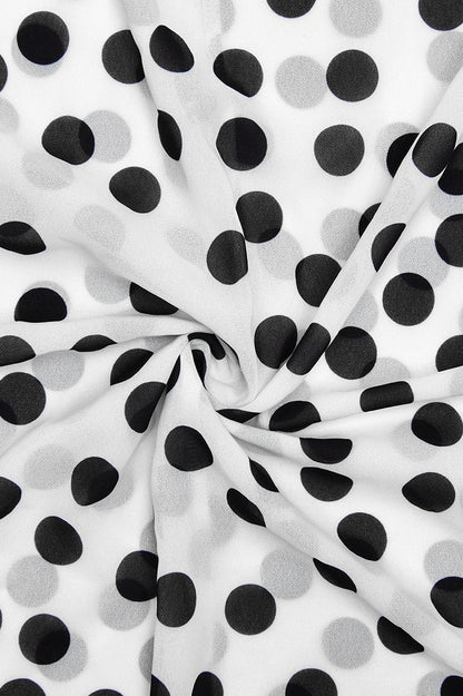 Polka Dot Spaghetti Strap Ruffle Trim High Slit Maxi Dress