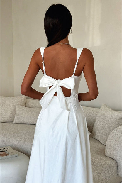 Square Neck Wide Strap Princess Seam Corset Bodice Flared Midi Dress